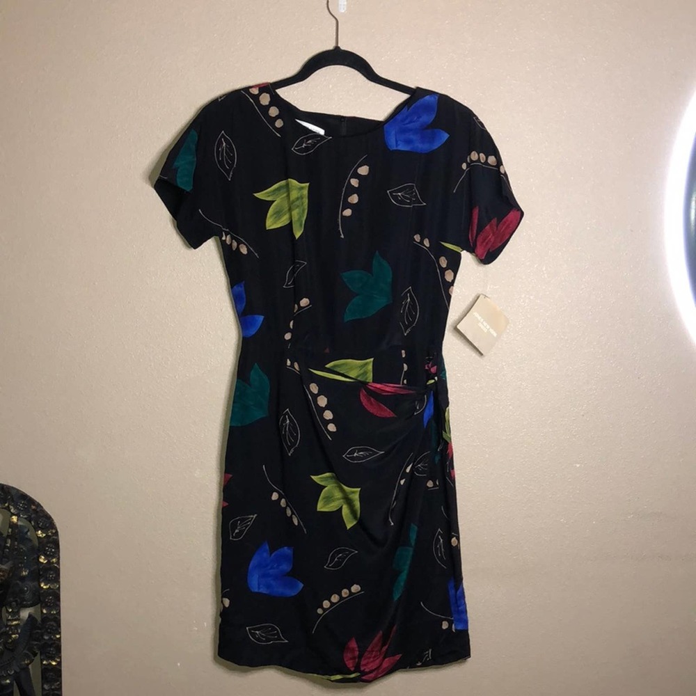 Jones New York Stonewashed Silk Black Dress 8 NWT
